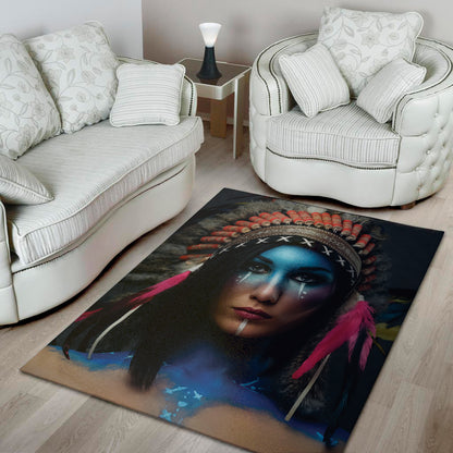 Native Indian Woman Portrait Print Area Rug