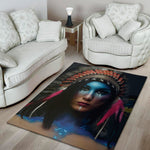 Native Indian Woman Portrait Print Area Rug