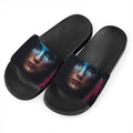 Native Indian Woman Portrait Print Black Slide Sandals
