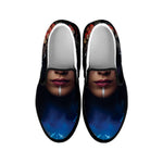 Native Indian Woman Portrait Print Black Slip On Shoes