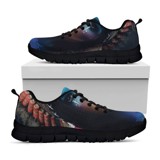 Native Indian Woman Portrait Print Black Sneakers