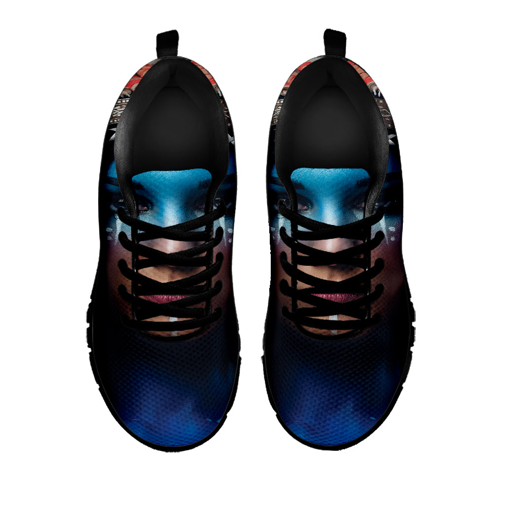 Native Indian Woman Portrait Print Black Sneakers