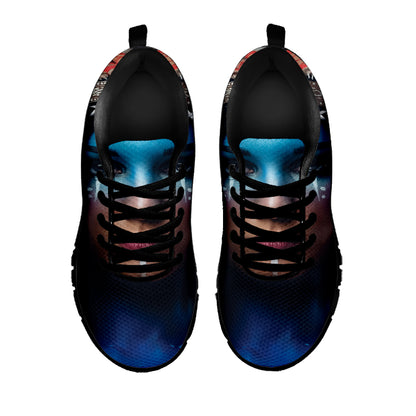 Native Indian Woman Portrait Print Black Sneakers