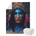 Native Indian Woman Portrait Print Blanket