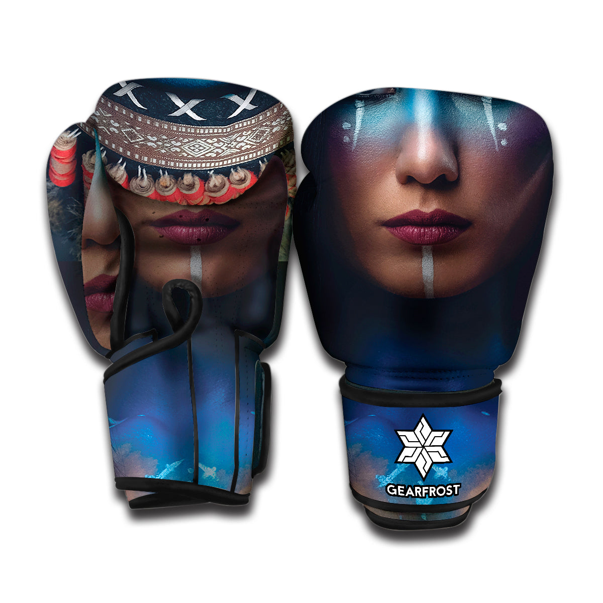 Native Indian Woman Portrait Print Boxing Gloves