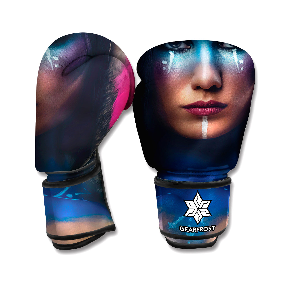Native Indian Woman Portrait Print Boxing Gloves