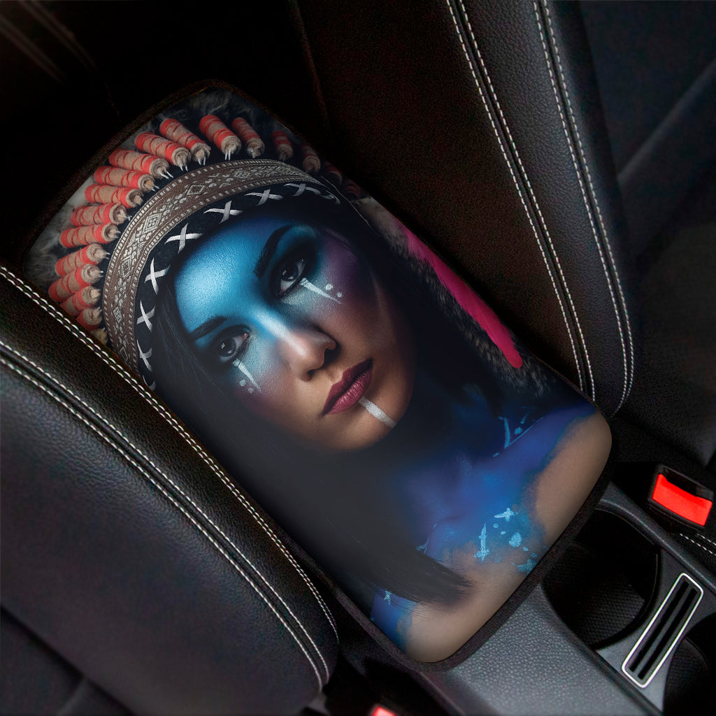 Native Indian Woman Portrait Print Car Center Console Cover