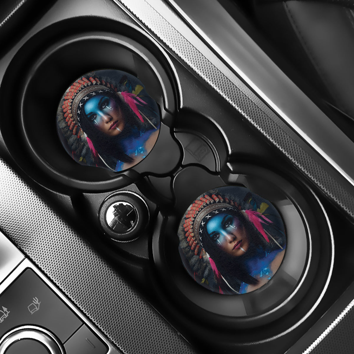 Native Indian Woman Portrait Print Car Coasters