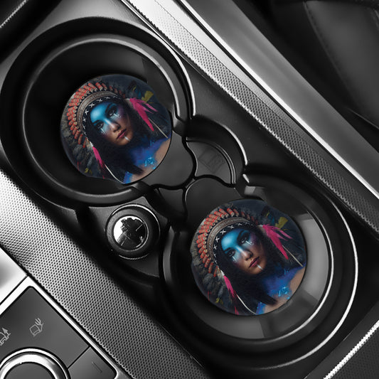 Native Indian Woman Portrait Print Car Coasters