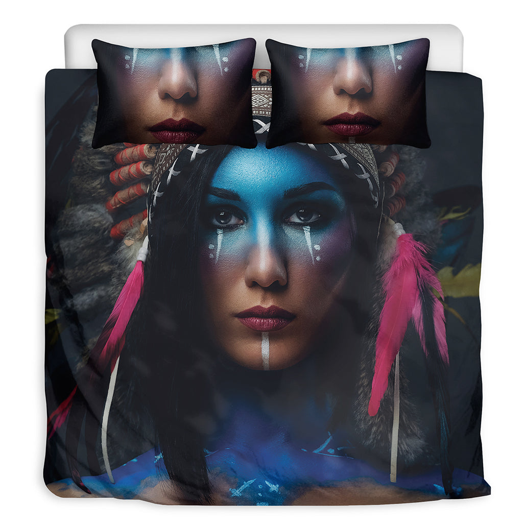 Native Indian Woman Portrait Print Duvet Cover Bedding Set