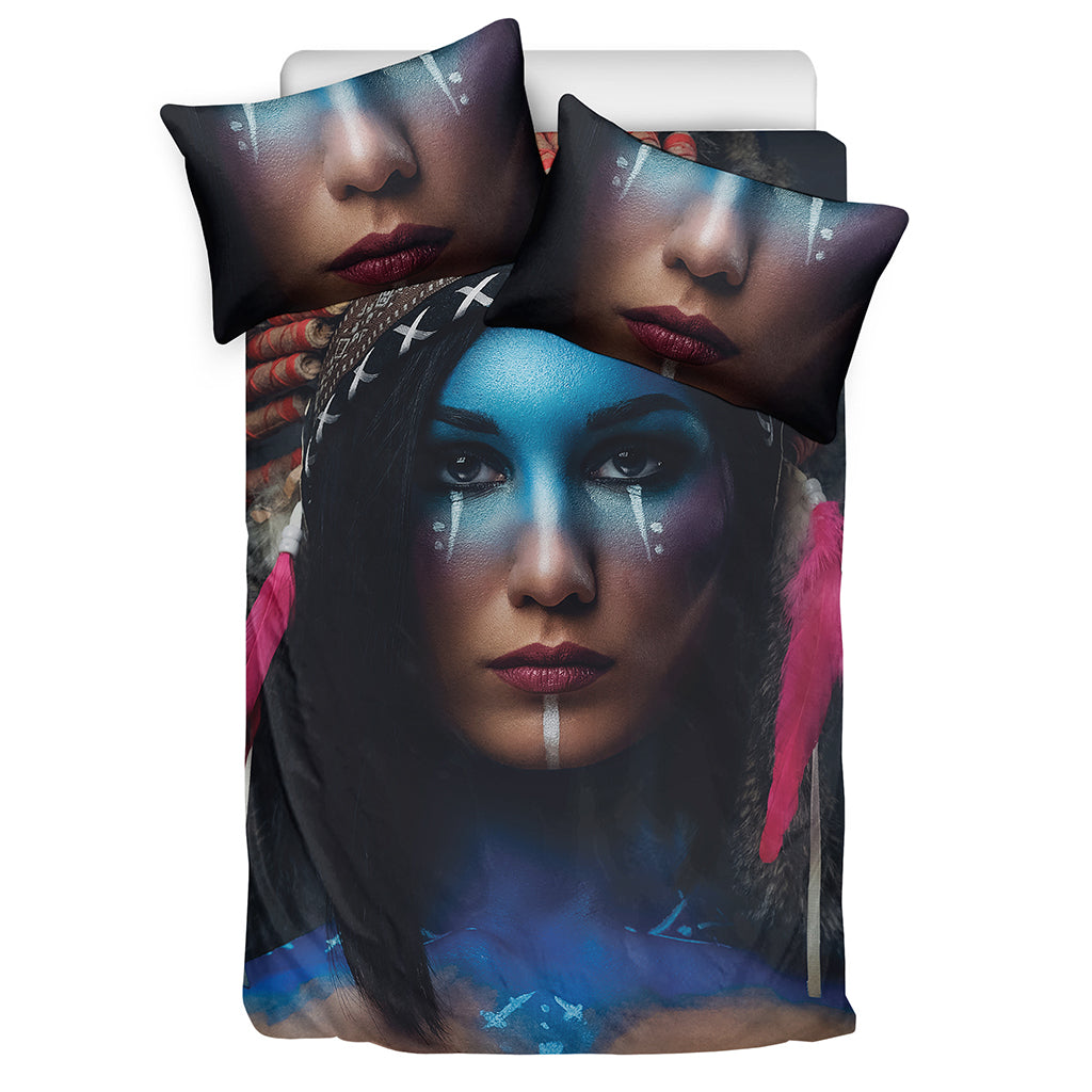 Native Indian Woman Portrait Print Duvet Cover Bedding Set