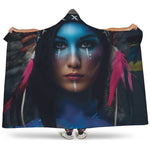 Native Indian Woman Portrait Print Hooded Blanket