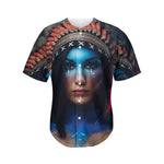 Native Indian Woman Portrait Print Men's Baseball Jersey