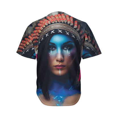 Native Indian Woman Portrait Print Men's Baseball Jersey