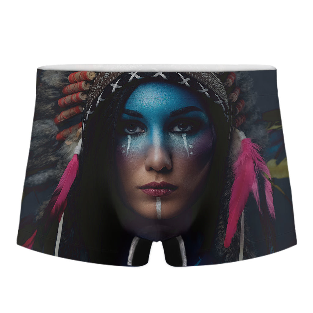 Native Indian Woman Portrait Print Men's Boxer Briefs