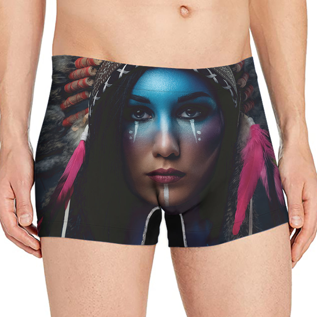 Native Indian Woman Portrait Print Men's Boxer Briefs