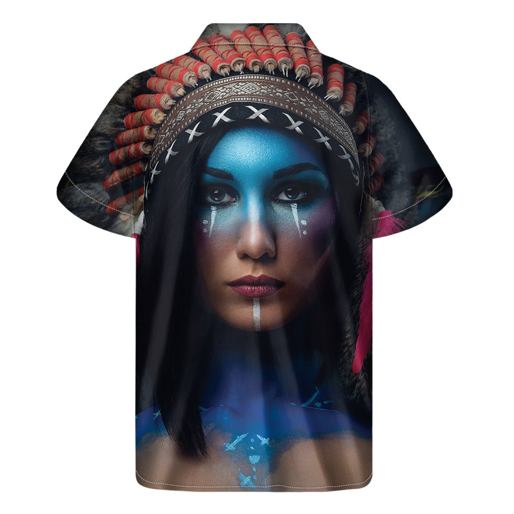 Native Indian Woman Portrait Print Men's Short Sleeve Shirt