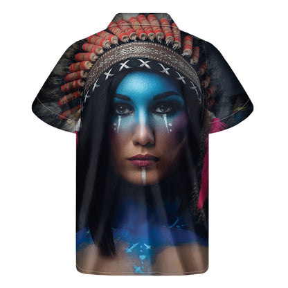 Native Indian Woman Portrait Print Men's Short Sleeve Shirt