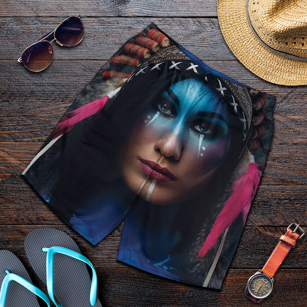 Native Indian Woman Portrait Print Men's Shorts