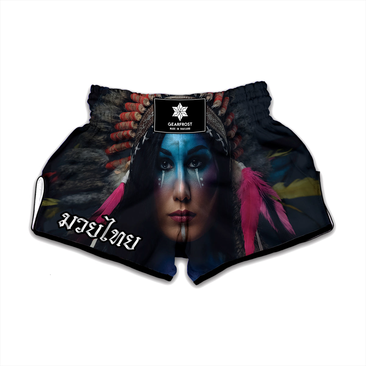 Native Indian Woman Portrait Print Muay Thai Boxing Shorts