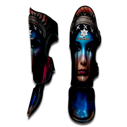 Native Indian Woman Portrait Print Muay Thai Shin Guard