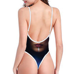 Native Indian Woman Portrait Print One Piece High Cut Swimsuit