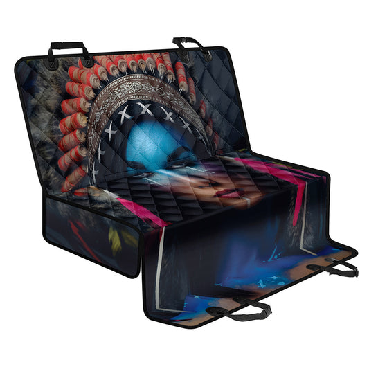Native Indian Woman Portrait Print Pet Car Back Seat Cover