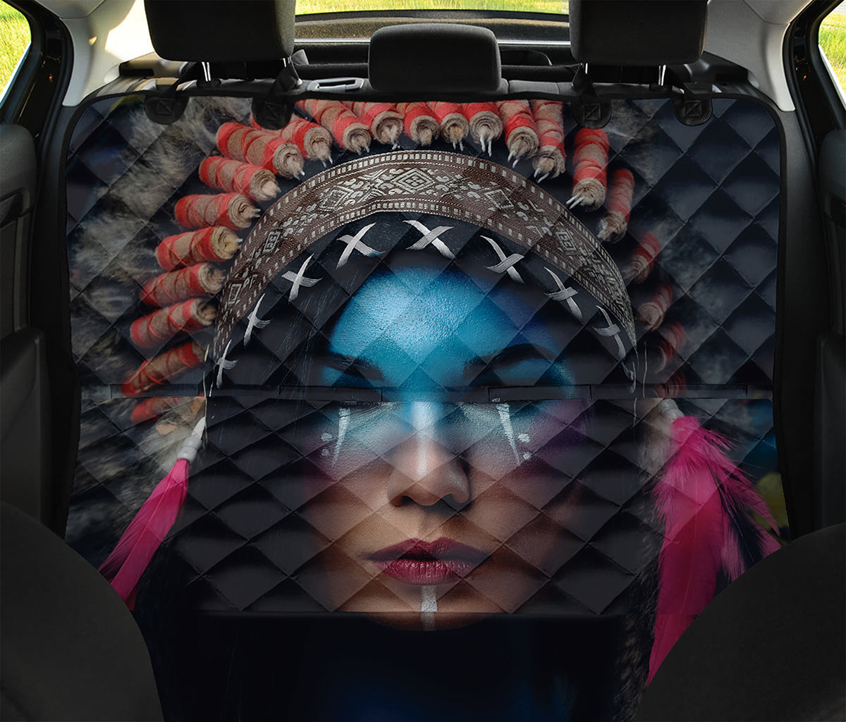 Native Indian Woman Portrait Print Pet Car Back Seat Cover