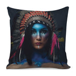 Native Indian Woman Portrait Print Pillow Cover
