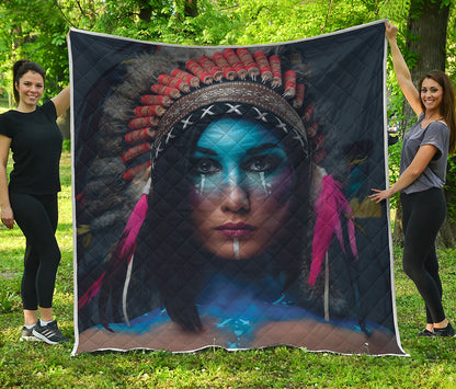 Native Indian Woman Portrait Print Quilt