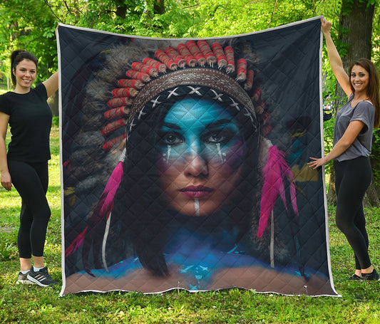 Native Indian Woman Portrait Print Quilt