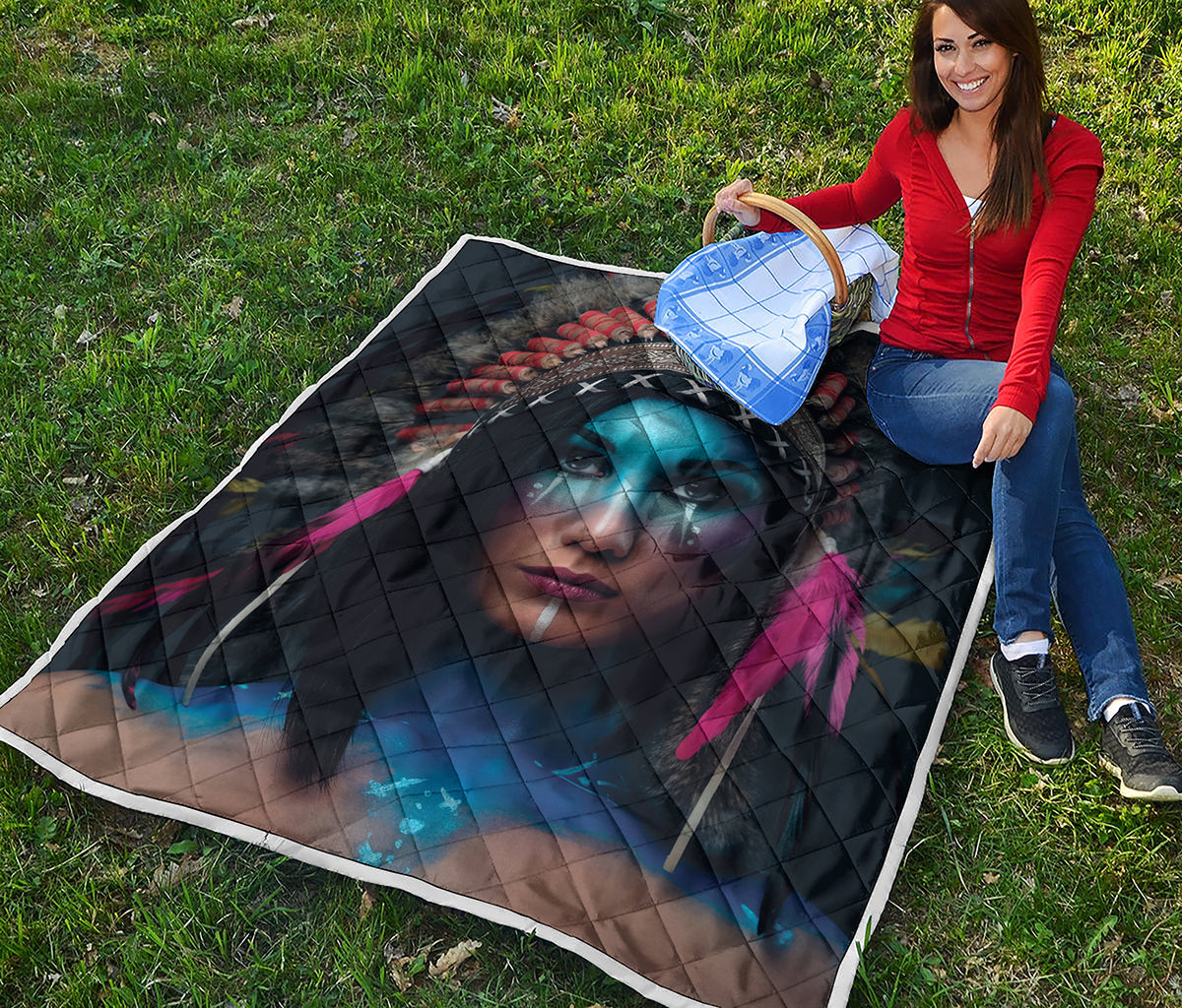 Native Indian Woman Portrait Print Quilt