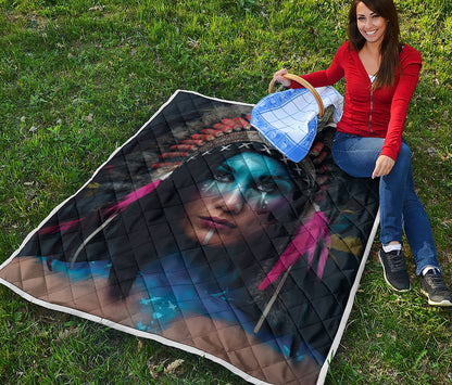 Native Indian Woman Portrait Print Quilt