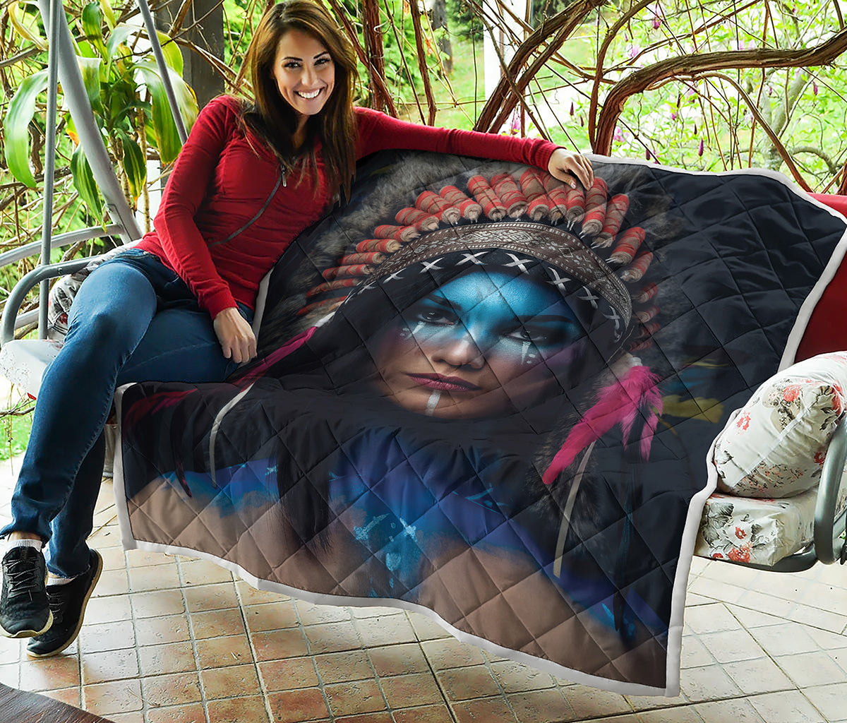 Native Indian Woman Portrait Print Quilt