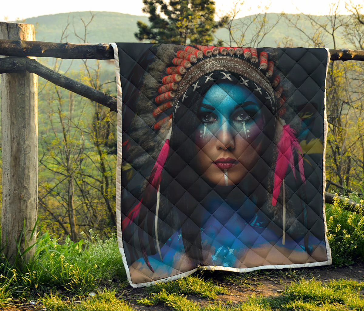 Native Indian Woman Portrait Print Quilt