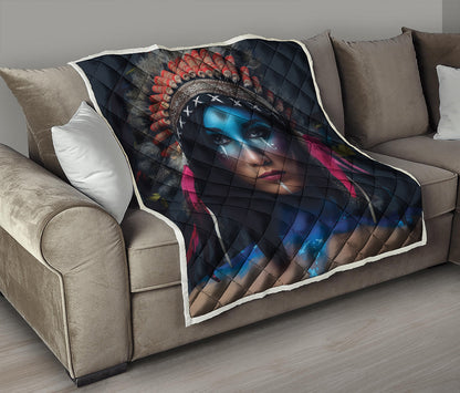 Native Indian Woman Portrait Print Quilt