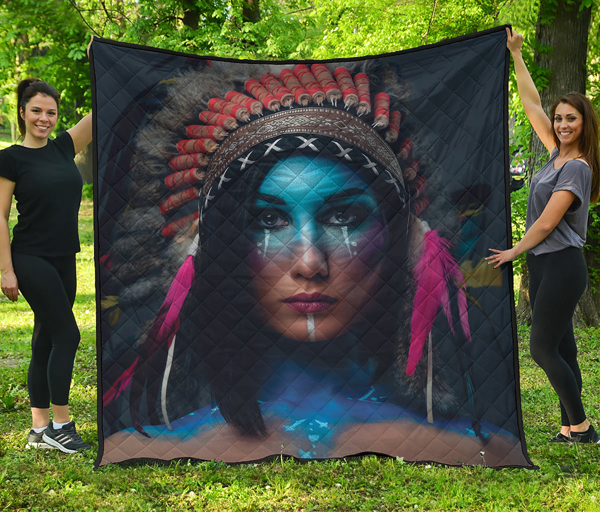 Native Indian Woman Portrait Print Quilt