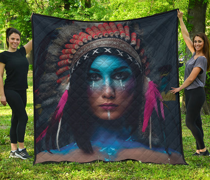Native Indian Woman Portrait Print Quilt