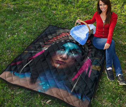 Native Indian Woman Portrait Print Quilt