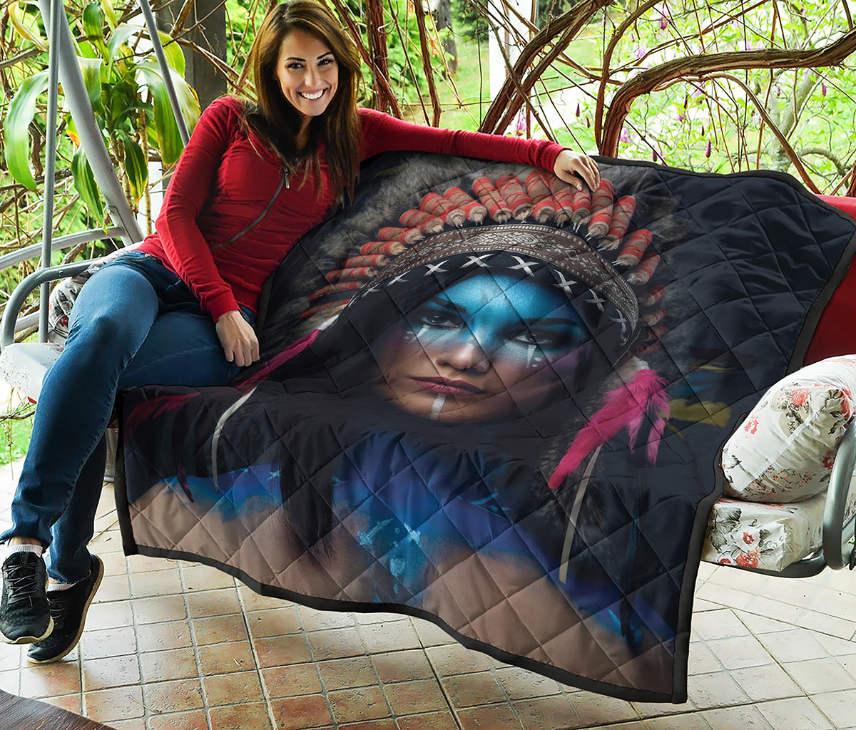 Native Indian Woman Portrait Print Quilt