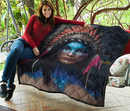 Native Indian Woman Portrait Print Quilt
