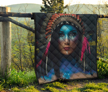 Native Indian Woman Portrait Print Quilt