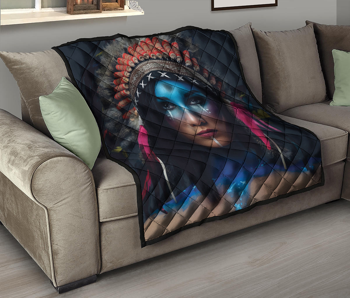 Native Indian Woman Portrait Print Quilt