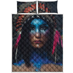 Native Indian Woman Portrait Print Quilt Bed Set