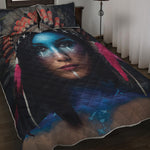 Native Indian Woman Portrait Print Quilt Bed Set