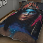 Native Indian Woman Portrait Print Quilt Bed Set