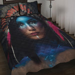 Native Indian Woman Portrait Print Quilt Bed Set