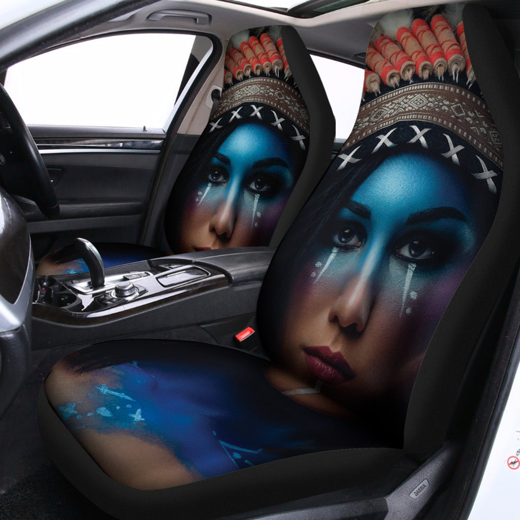 Native Indian Woman Portrait Print Universal Fit Car Seat Covers