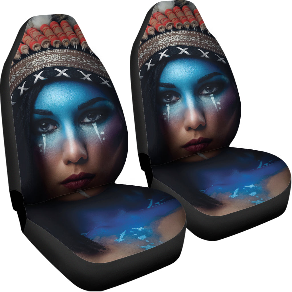 Native Indian Woman Portrait Print Universal Fit Car Seat Covers