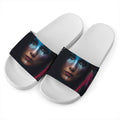 Native Indian Woman Portrait Print White Slide Sandals